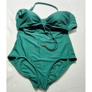 Time & Tru 1X 16W- 18W Bandeau Removable Strap Green 1 Piece Cutout Ribbed